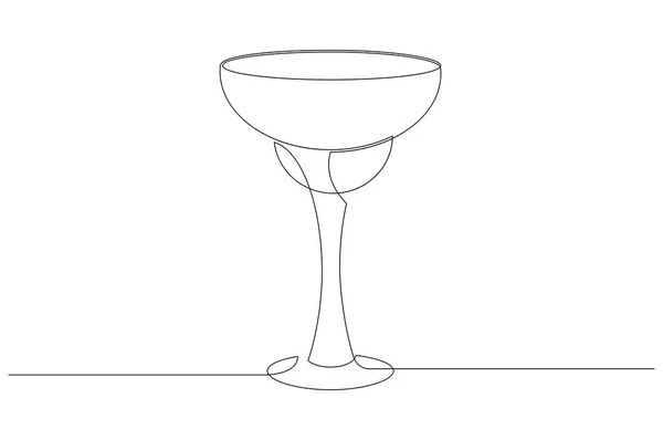 Vector illustration of glass with margarita cocktail in one line style. The element is isolated on a white background. — Stock Vector