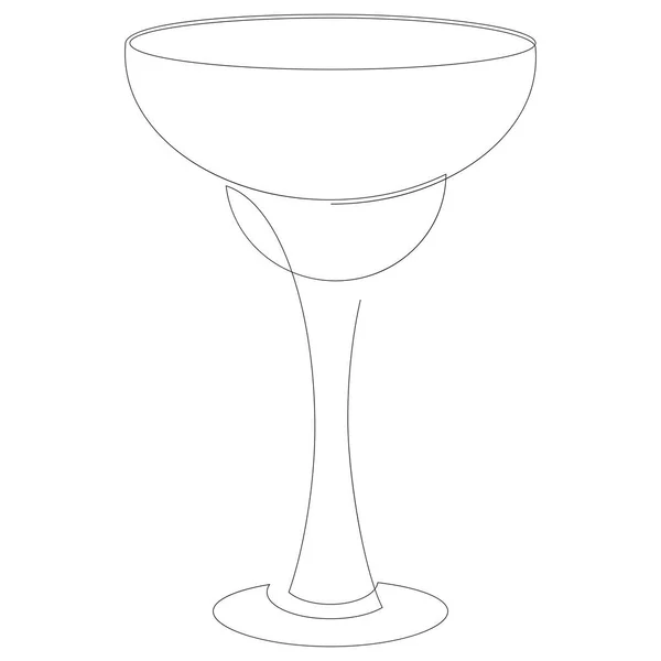 Ilustración vectorial de vaso con cóctel de margarita en estilo de una línea. El elemento está aislado sobre un fondo blanco. — Archivo Imágenes Vectoriales