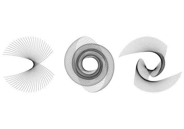 Elementos Abstractos Diseño Espiral Sobre Fondo Blanco Líneas Giro Ilustración — Vector de stock