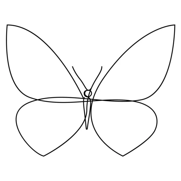 Silueta de diseño de mariposa de una línea. Minimalismo dibujado a mano estilo vector ilustración — Vector de stock