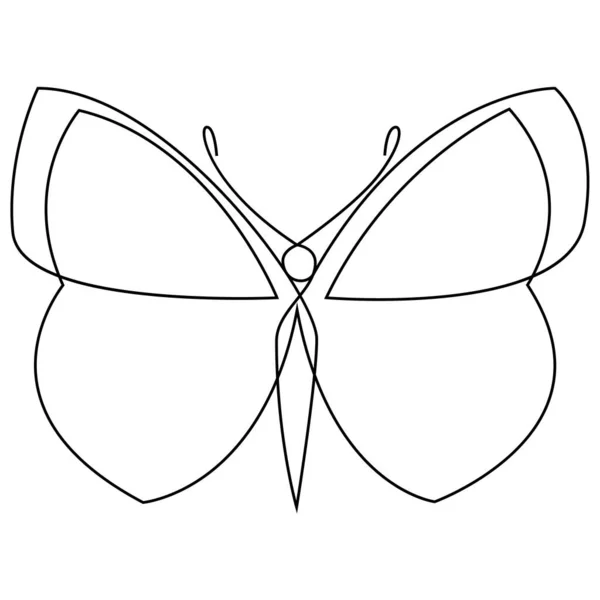 One line butterfly design silhouette. Hand drawn minimalism style vector illustration — Stock Vector