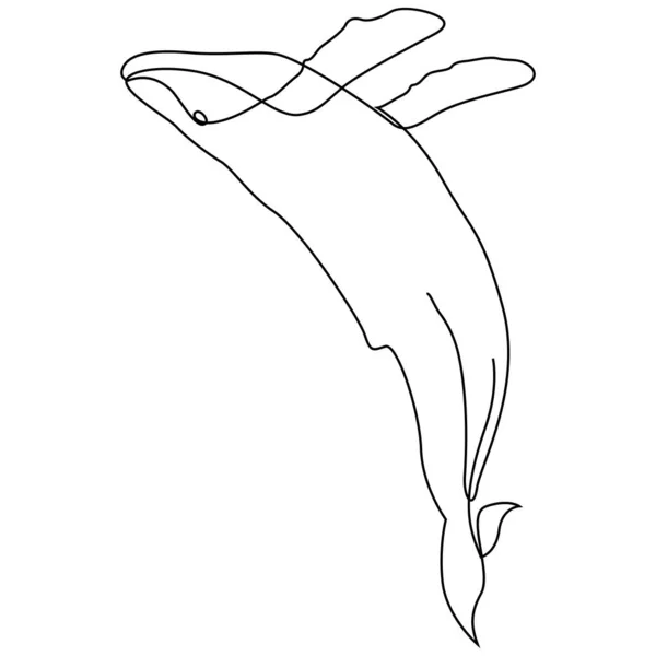 Une silhouette de conception baleine ligne. Illustration vectorielle de style minimalisme dessinée à la main. Baleine sauteuse — Image vectorielle