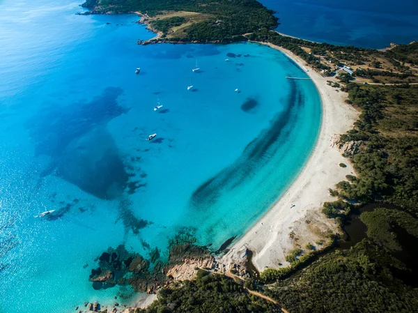 Vue Aérienne De La Splendide Plage De Rondinara, Corse, France — Photo