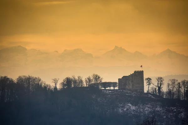 Habsburg-kastély található a Aargau, Svájc — Stock Fotó