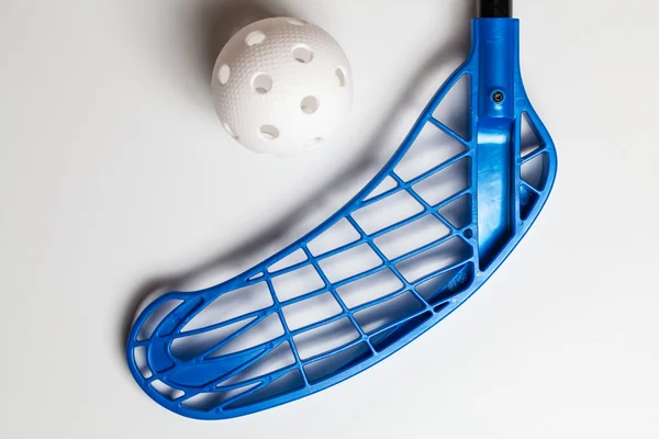 Floorball stick en bal — Stockfoto