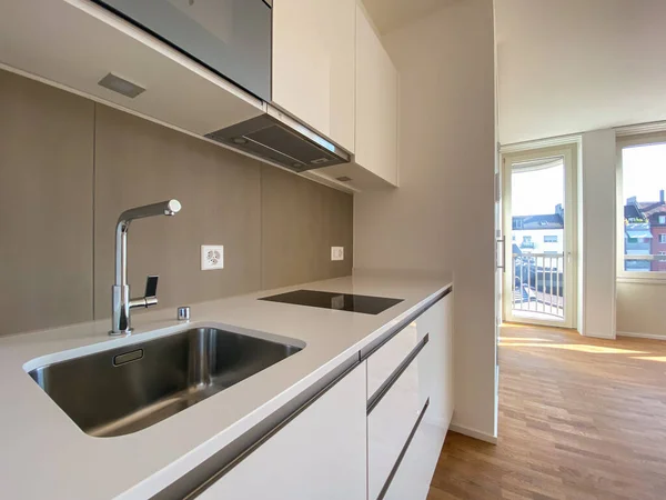 Bérlakás Tisztított Készen Áll Egy Bérlő Beköltözni Modern Világos Apartman — Stock Fotó