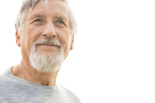 Portret Van Een Oudere Man Buiten Tegen Lucht Optimisme Goede — Stockfoto