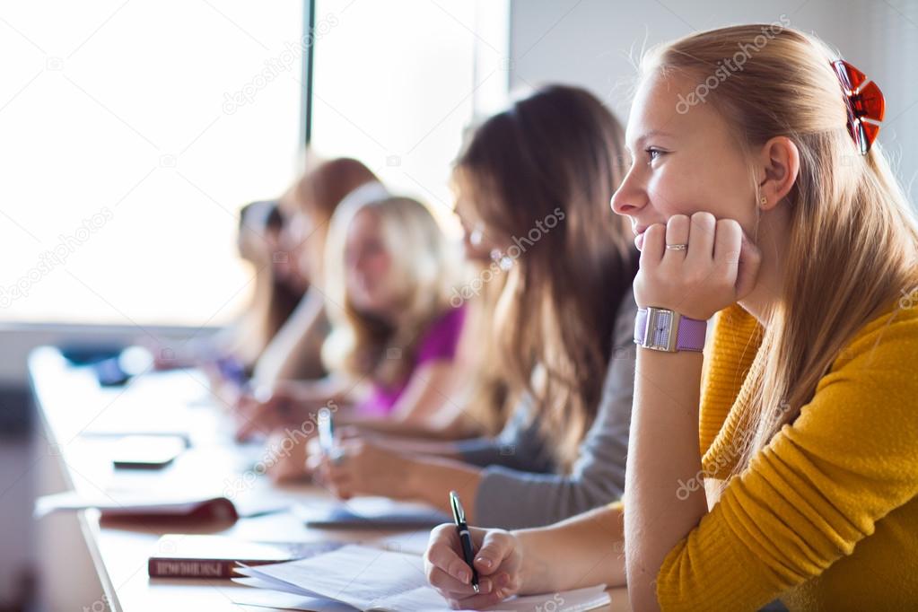 Students in a classroom during class