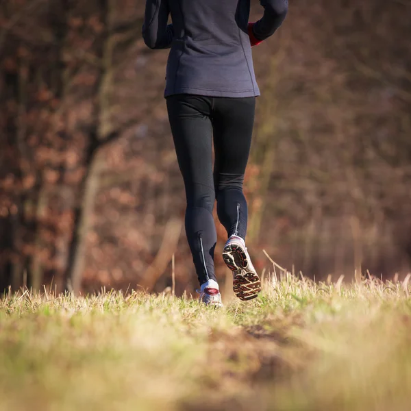 Jogging ao ar livre em um prado — Fotografia de Stock