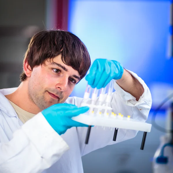 Mannelijke onderzoeker uitvoeren van wetenschappelijk onderzoek in een lab — Stockfoto