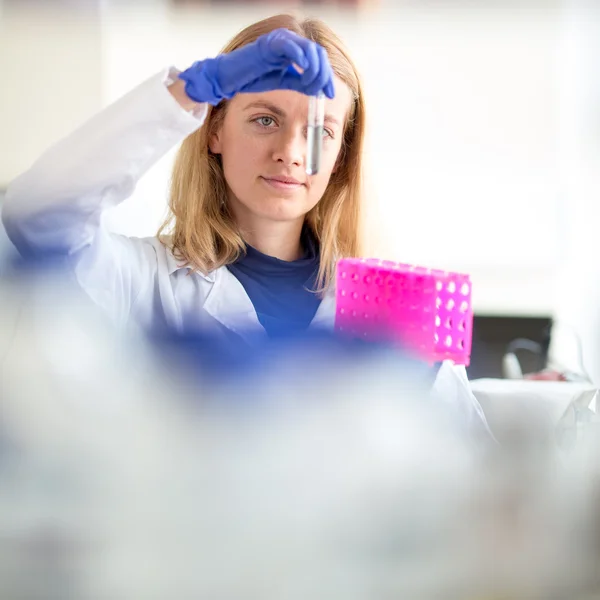 Investigadora investigando en un laboratorio — Foto de Stock