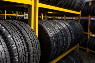 Tires for sale at a tire store clipart