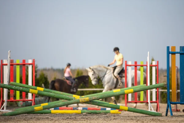 Show jumping com cavalos — Fotografia de Stock