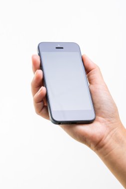 Bir akıllı telefon tutarak el