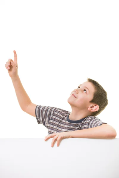 Cute little boy looking up towards blank/empty space — Stock Photo, Image