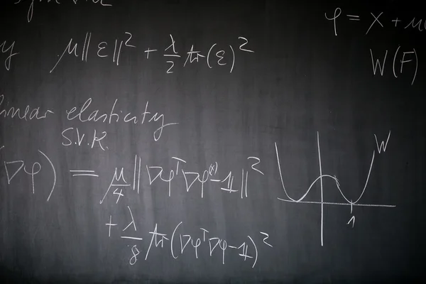 Quadro negro com aula de matemática escrita nele — Fotografia de Stock