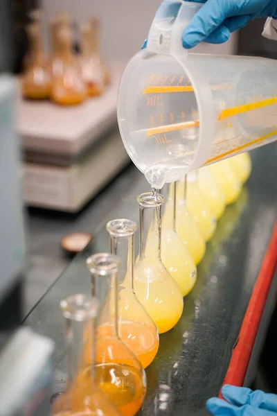 研究室のガラス製ビーカー ストック画像