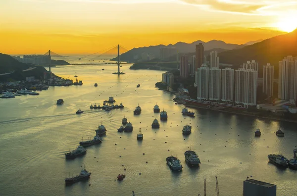Puesta de sol en Hong Kong centro — Foto de Stock
