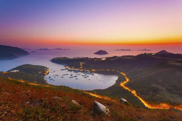 Napkelte-Hong Kong-öböl — Stock Fotó