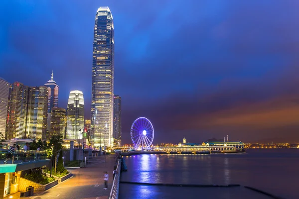 Hong Kong városkép éjjel — Stock Fotó