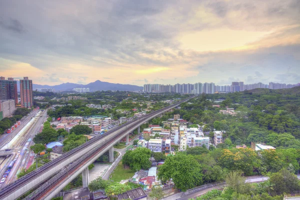 Hong kong downtown vid solnedgången — Stockfoto