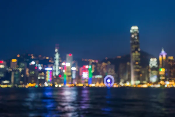 Luces borrosas desde Victoria Harbor, Hong Kong . — Foto de Stock