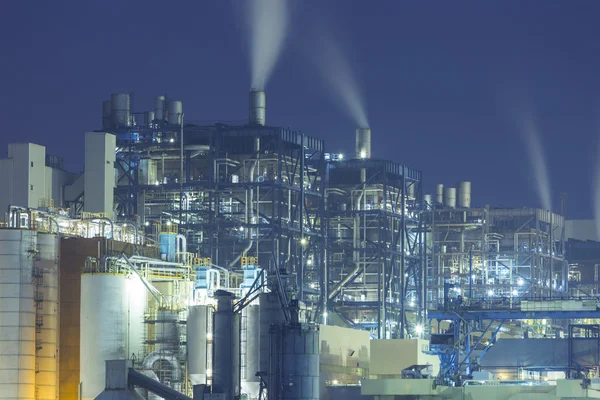 Power plant smoke at night — Stock Photo, Image