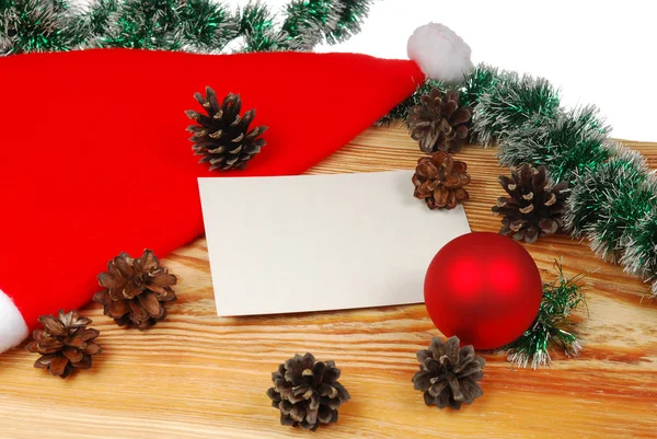 Χριστουγεννιάτικη κάρτα σε έναν ξύλινο πίνακα — Φωτογραφία Αρχείου