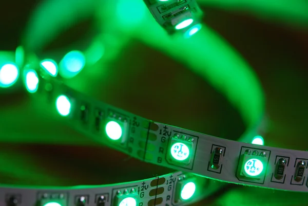 Grüner LED-Streifen — Stockfoto