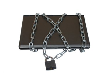 zinciri içinde laptop