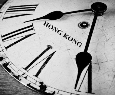 Hong Kong black and white clock face clipart