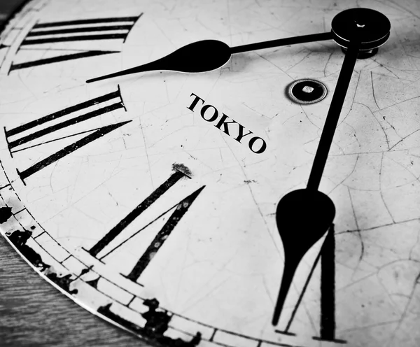 Tokyo black and white clock face — Stock Photo, Image