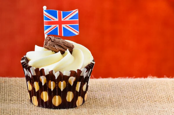 Bolo de floco de chocolate com bandeira Union jack . Imagem De Stock