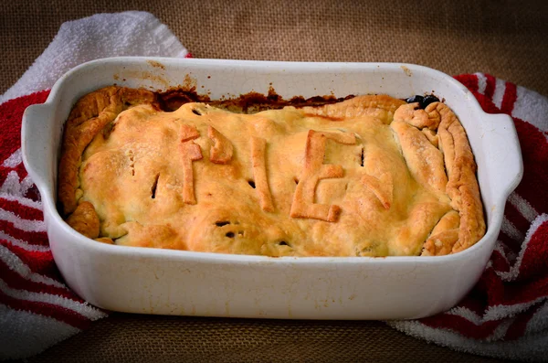 Home made rustic style meat pie — Stock Photo, Image