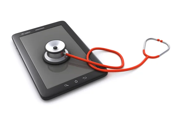 Komputer typu Tablet i stetoskop — Zdjęcie stockowe