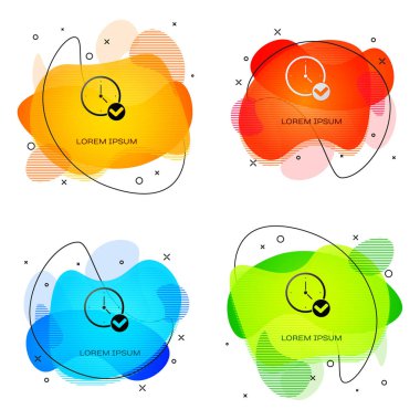 Siyah Saat simgesi beyaz arkaplanda izole edildi. Zaman sembolü. Sıvı şekilli soyut pankart. Vektör.