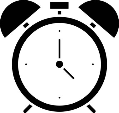 Siyah Alarm saat simgesi beyaz arkaplanda izole edildi. Uyan, kalk konsepti. Zaman işareti. Vektör.