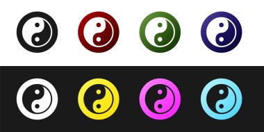 Siyah ve beyaz arkaplanda Yin Yang armoni ve denge simgesini izole et. Vektör.