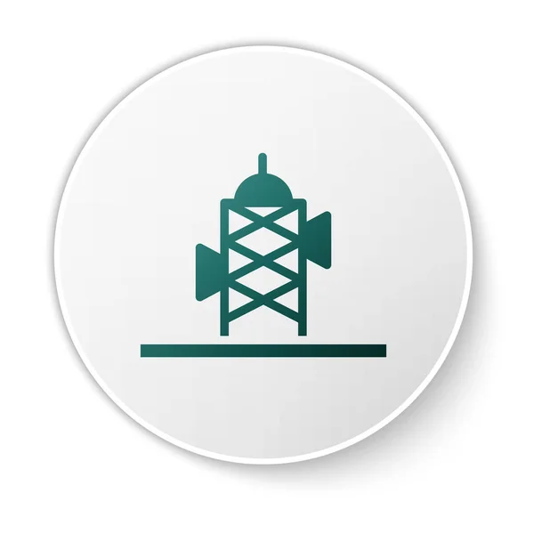 Green Antenna Icon Isolated White Background Radio Antenna Wireless Technology — Stock Vector