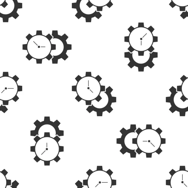 Grey Time Management Icon Isolated Seamless Pattern White Background Clock — Stock Vector