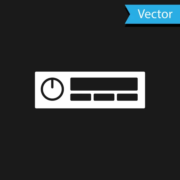 Icône Audio Voiture Blanche Isolée Sur Fond Noir Icône Audio — Image vectorielle