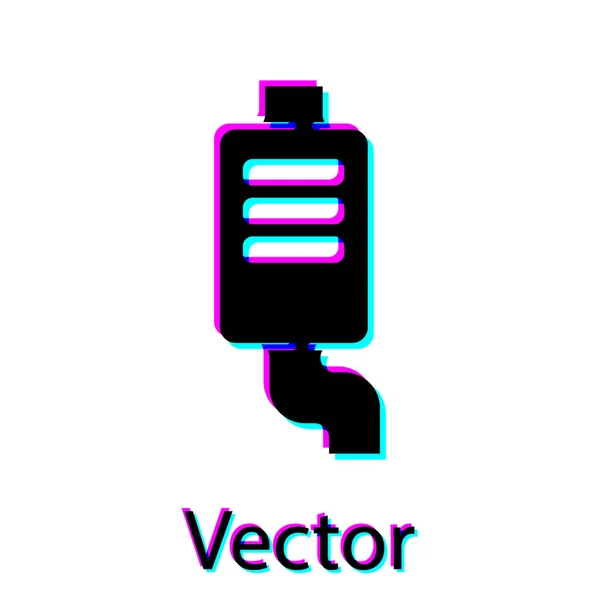 Fekete Autó Kipufogó Ikon Elszigetelt Fehér Háttérrel Kipufogócső Vektor — Stock Vector