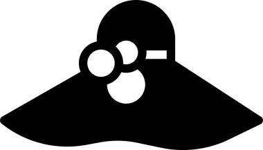 Beyaz arka planda izole edilmiş siyah şık kadın şapka ikonu. Vektör.