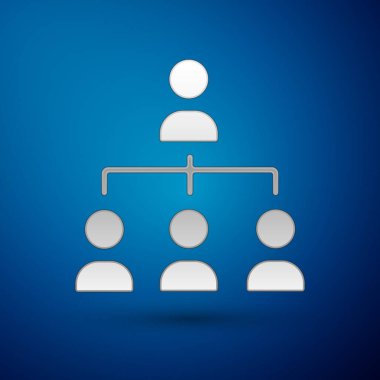 Gümüş İş Hiyerarşisi organogram grafiksel bilgi ikonu mavi arkaplanda izole edildi. Kurumsal yapı grafik elementleri. Vektör.