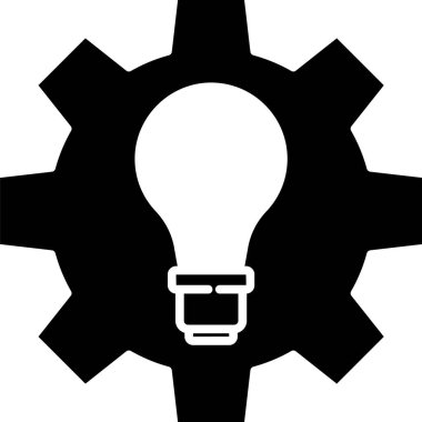 Beyaz arka planda siyah ışık ve dişli ikonu izole edildi. Yenilik kavramı. İş fikri. Vektör.