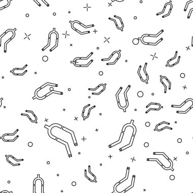 Siyah çizgi bisiklet süspansiyon çatal simgesi beyaz arkaplanda izole edilmiş pürüzsüz desen. Spor ulaşımı yedek parça direksiyon. Vektör.