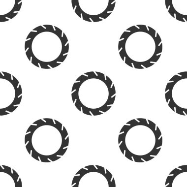 Gri bisiklet tekerleği ikonu beyaz arka planda izole edilmiş pürüzsüz desen. Bisiklet yarışı. Olağanüstü bir spor. Spor malzemeleri. Vektör.