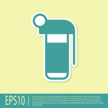 Yeşil El bombası ikonu sarı arkaplanda izole edildi. Bomba patlaması. Vektör.