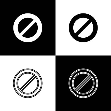 Yasak simgesini siyah ve beyaz arkaplanda izole et. Sembolü durdur Vektör.