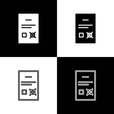 Anket belgesi simgesini siyah ve beyaz arkaplanda izole et. Vektör.